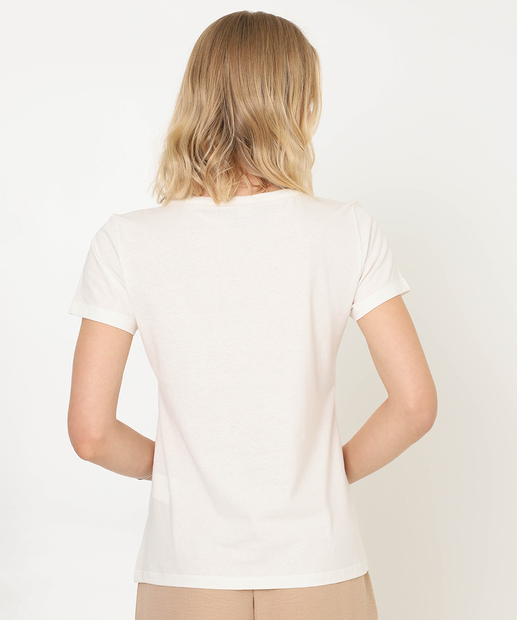 Camiseta Feminina Estampa Cachorro Marisa Off White