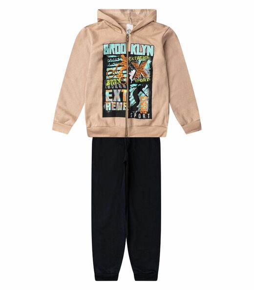 Image_Conjunto Moletom Menino Jaqueta E Calça Select Bege