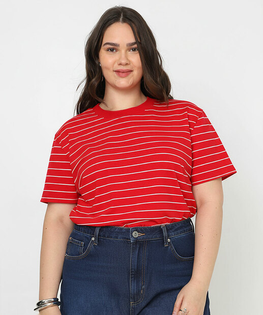 Image_Blusa Plus Size Feminina Listrada Marisa Vermelho