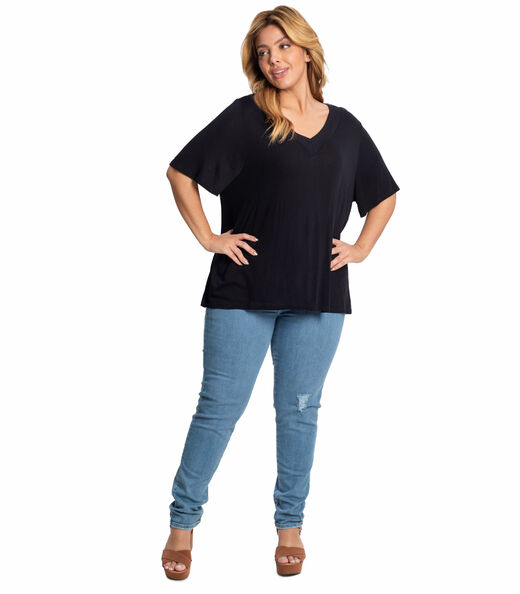 Blusa Feminina Plus Size Básica Secret Glam Preto