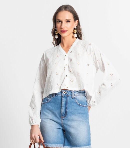 Camisa Feminina Manga Longa Em Laise Endless Bege