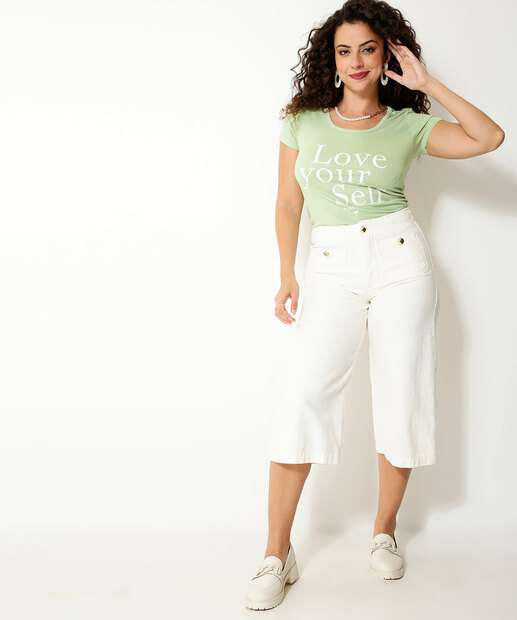 Blusa Feminina Estampa Frase Manga Curta 