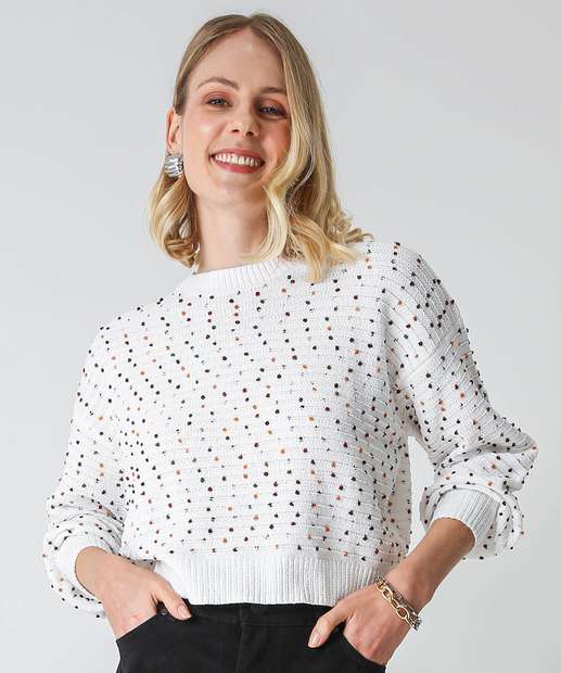 Suéter Feminino Tricô Textura Marisa Bege