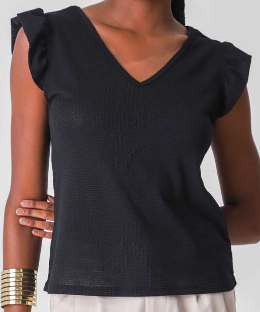 Blusa Feminina Babados Sem Manga Marisa