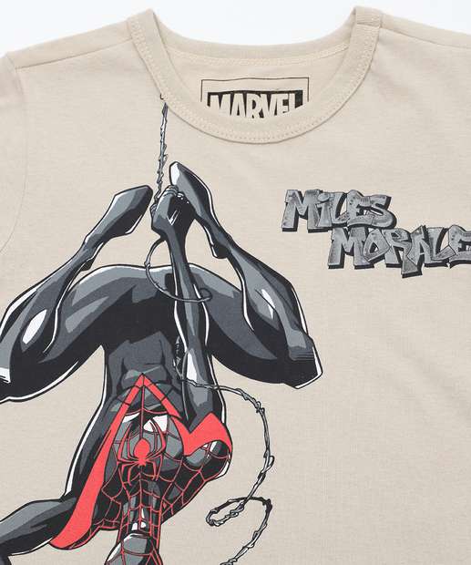 Camiseta Infantil Homem Aranha Marvel Tam 4 a 10 Bege