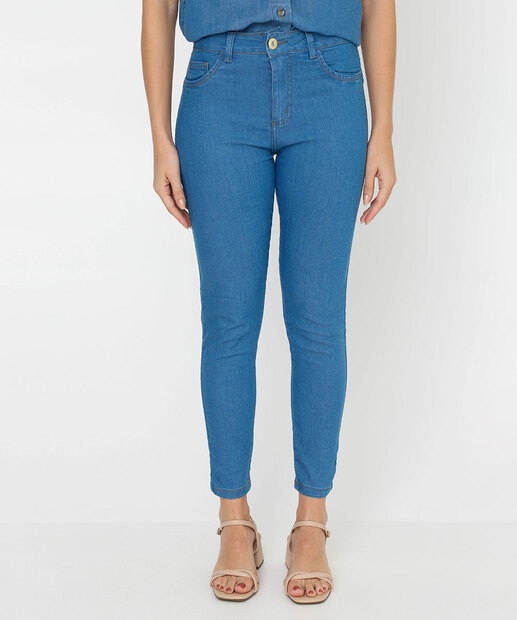 Calça Jeans Skinny Feminina Cintura Alta Biotipo Azul