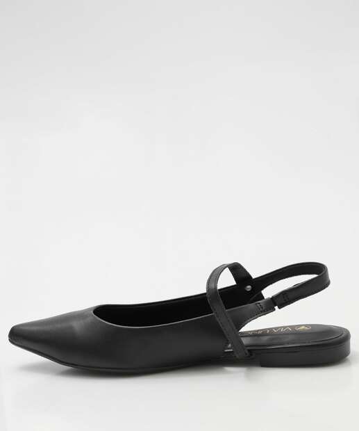Sapatilha Feminina Slingback Bico Fino Via Uno Preto
