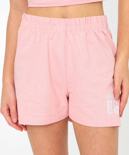 Short Juvenil College Estampado Marisa Tam 10 a 16 Rosa