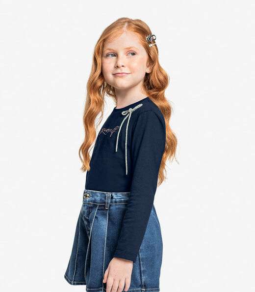 Conjunto Blusa Com Shorts Saia Jeans Trick Nick Azul