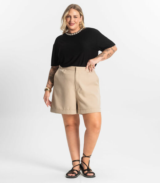 Blusa Viscose Plus Size Secret Glam Preto