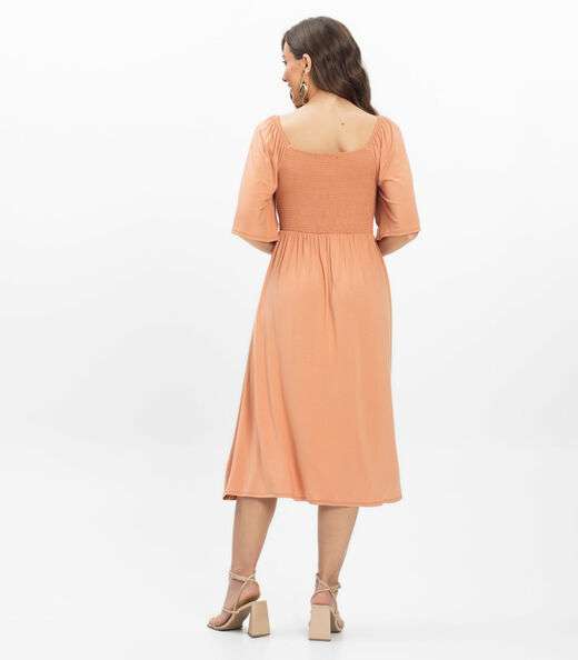 Vestido Midi em Viscotorcion Feminino Endless Marrom