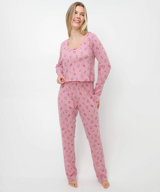 Image_Pijama Feminino Estampa Flores Marisa Rosa