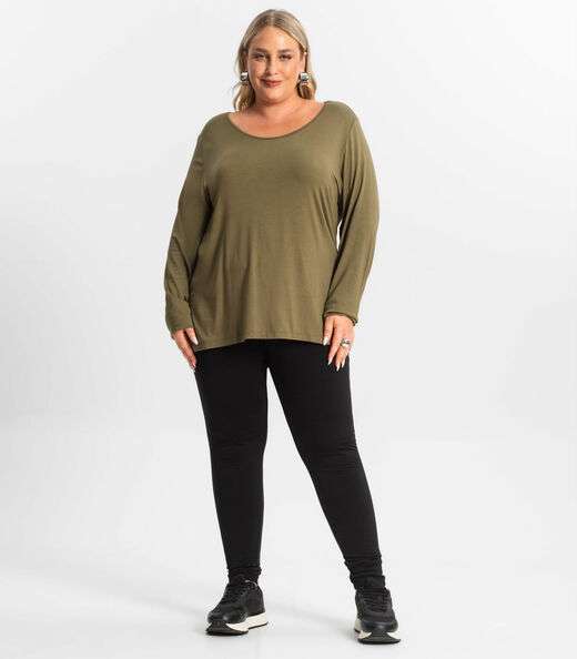 Blusa Manga Longa Viscotorcion Secret Glam Verde