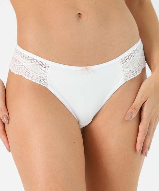 Calcinha Biquíni Recorte Renda Marisa Off White