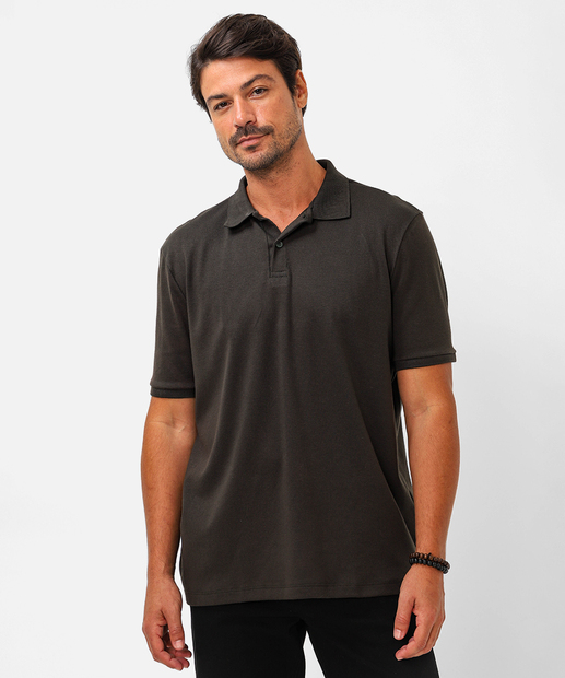 Image_Polo Masculina Botões Suedine Manga Curta Marisa Verde