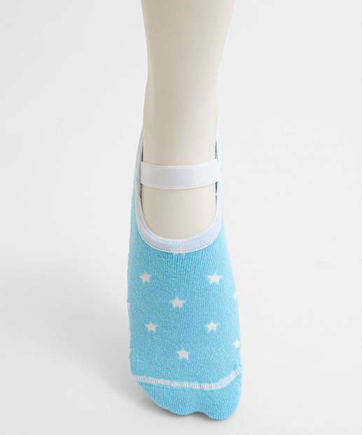 Meia Sapatilha Feminina Antiderrapante Marisa Azul