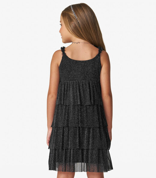 Vestido Infantil em Tule Shine Duo Trick Nick Preto