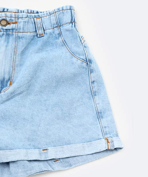 Short Juvenil Jeans Clochard Barra Dobrada Tam 10 a 16 Azul