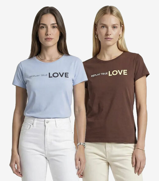 Kit 2 Blusas Femininas Cotton Com Estampa Infinita Cor Sortidas