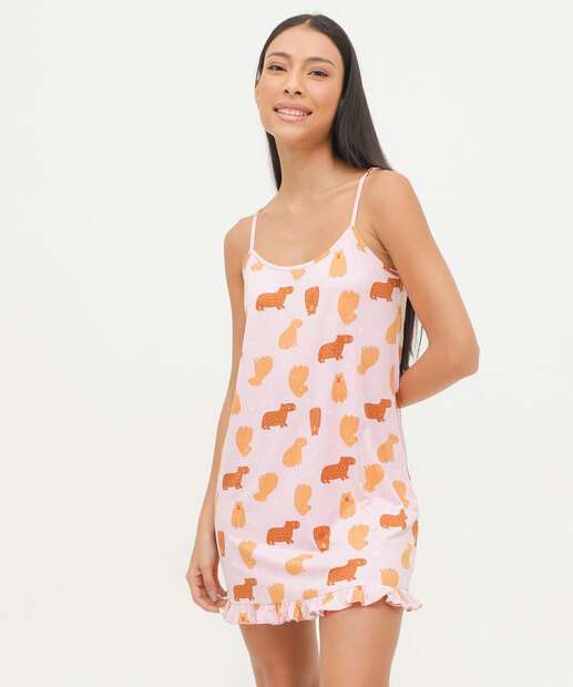 Camisola Estampa Capivara Alças Finas Marisa