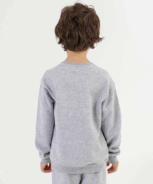 Casaco Infantil Moletinho Estampada Marisa Tam 4 a 10 Cinza