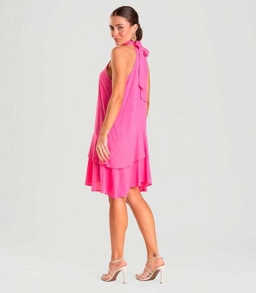 Vestido Curto Feminino Em Viscose Style Box Rosa