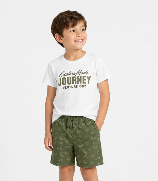 Conjunto Infantil Menino Curto Meia Malha Select Branco