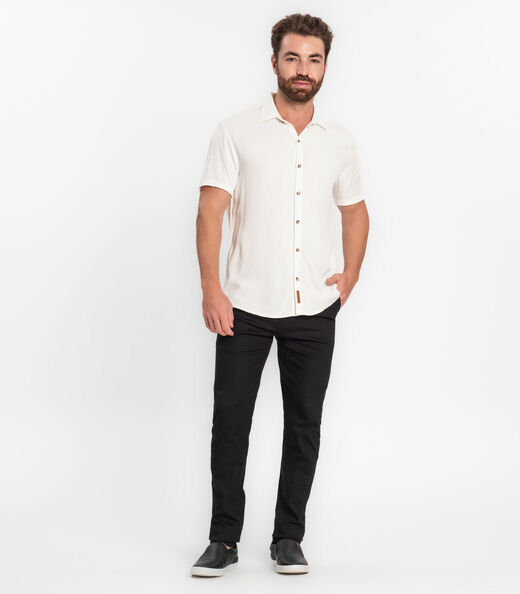 Camisa Masculina Em Viscose Dobby Diametro Bege