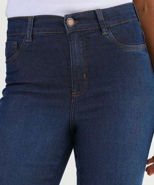 Calça Jeans Skinny Feminina Cintura Alta Azul