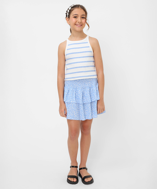 Blusa Juvenil Regata Canelada Listrada Marisa Tam 10 a 16 Off White