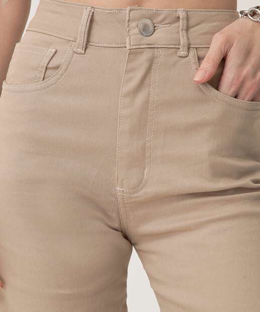 Calça Sarja Wide Leg Feminina Cargo Biotipo
