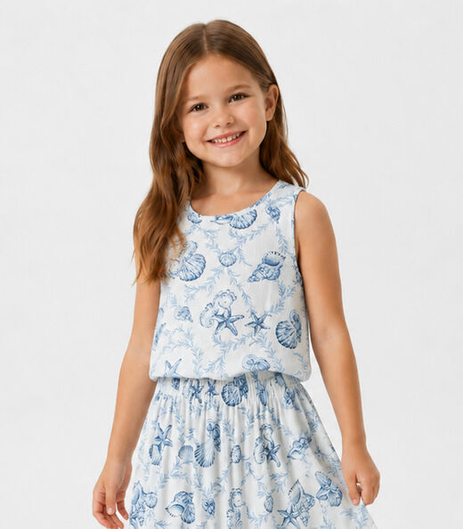 Conjunto Infantil Feminino Saia e Regata Select Bege