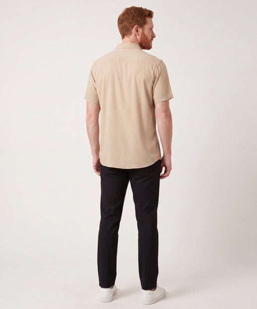 Camisa Masculina Manga Curta Marisa Marrom