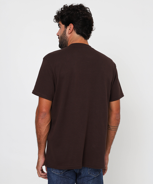 Camiseta Masculina Lisa Suedine Manga Curta Marisa Marrom