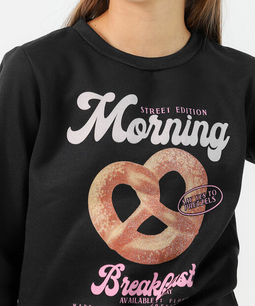  Blusão Infantil Moletom Estampado Marisa Tam 10 a 16 Preto