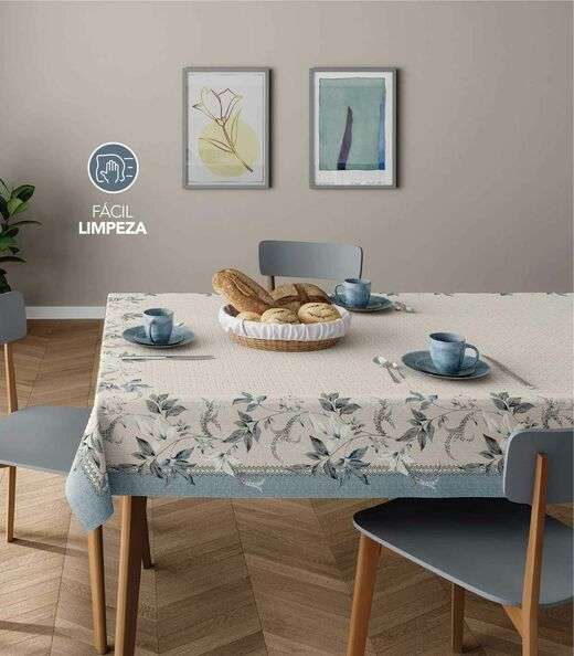 Toalha De Mesa Quadrada 1.40m x 1.40m Lepper Azul