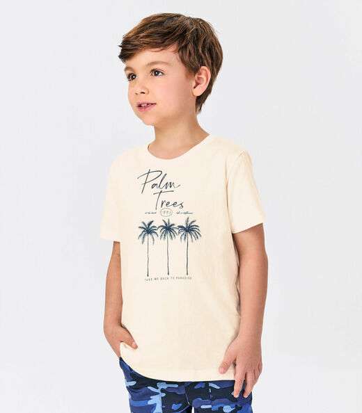 Conjunto Infantil Camiseta Com Bermuda Trick Nick Bege