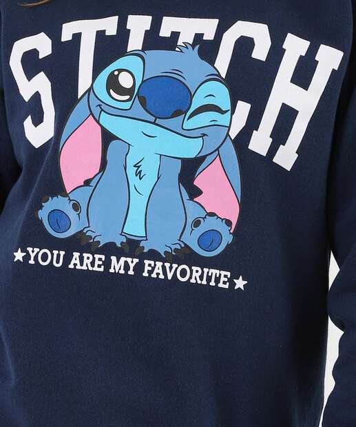 Blusão Infantil Moletom Stitch Disney Tam 10 a 16 Azul