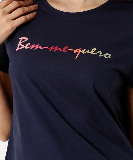 Blusa Feminina Estampa Frase Manga Curta Marisa