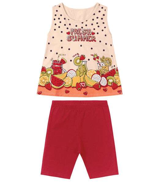 Conjunto Infantil Blusa com Bermuda Rovitex Kids Rosa
