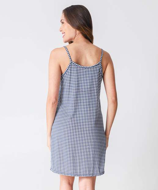Camisola Estampa Xadrez Alças Finas Marisa