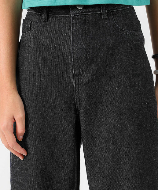 Calça Juvenil Jeans Wide Leg Marisa Tam 10 a 16 Preto