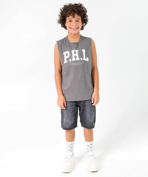 Regata Juvenil Estampada Marisa Tam 10 a 16 Cinza