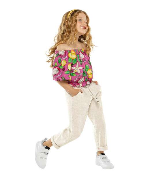 Blusa Ciganinha Infantil Feminina Fruit Trick Nick Rosa