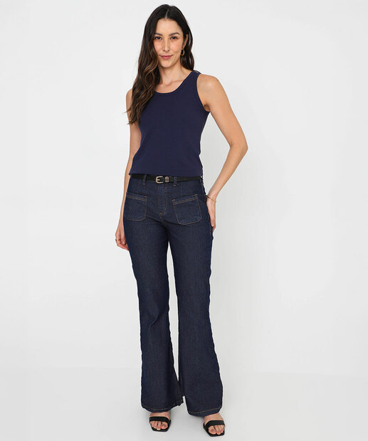 Blusa Regata Feminina Cotton Marisa Azul