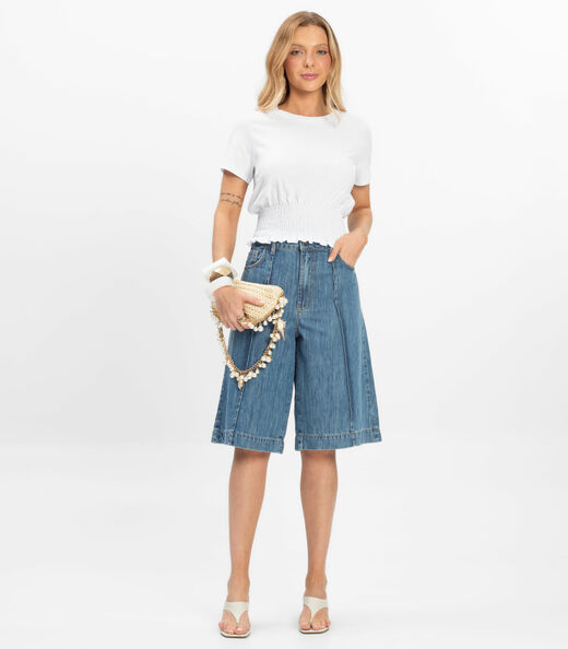 Blusa Feminina Com Lastex Dianna Branco