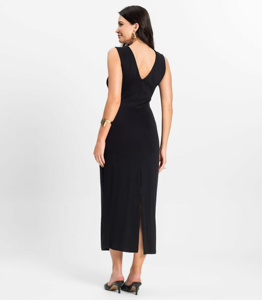 Vestido Midi em Molecotton de Viscose Rovitex Preto