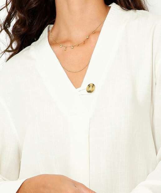 Camisa Feminina Transpassada Manga Longa Marisa 