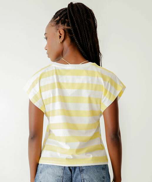 Blusa Feminina Listrada Manga Curta Marisa Off White