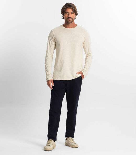 Camiseta Masculina Manga Longa Básica Diametro Bege